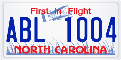 NC license plate ABL1004