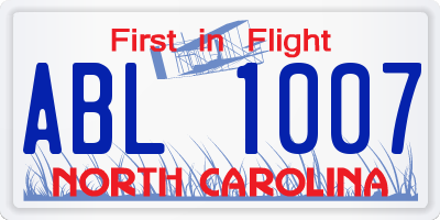 NC license plate ABL1007
