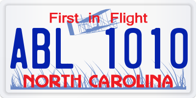 NC license plate ABL1010