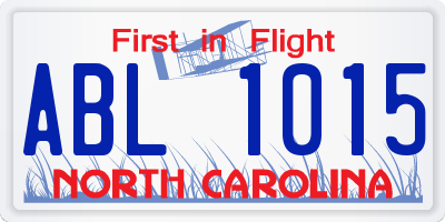 NC license plate ABL1015