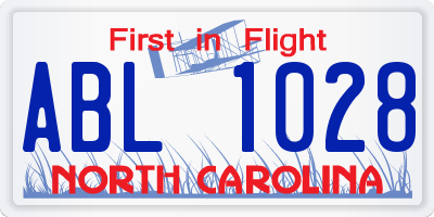 NC license plate ABL1028