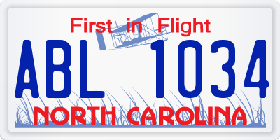 NC license plate ABL1034