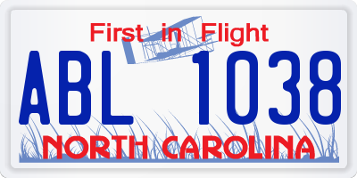 NC license plate ABL1038