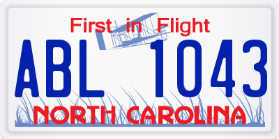 NC license plate ABL1043