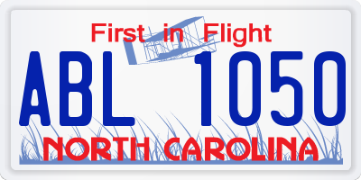 NC license plate ABL1050