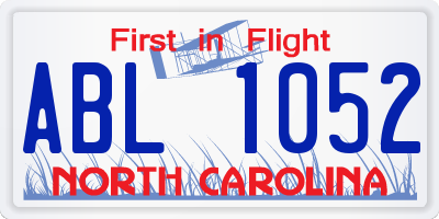 NC license plate ABL1052