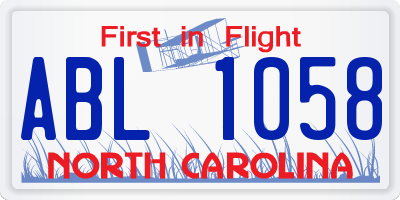 NC license plate ABL1058