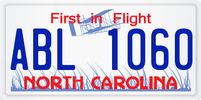 NC license plate ABL1060