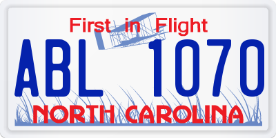 NC license plate ABL1070