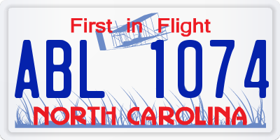 NC license plate ABL1074