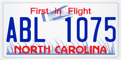 NC license plate ABL1075