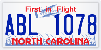 NC license plate ABL1078
