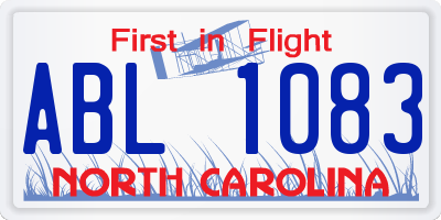 NC license plate ABL1083