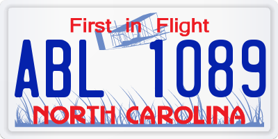 NC license plate ABL1089