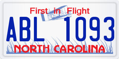 NC license plate ABL1093