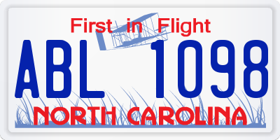 NC license plate ABL1098