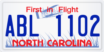 NC license plate ABL1102