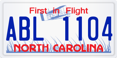 NC license plate ABL1104