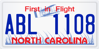NC license plate ABL1108