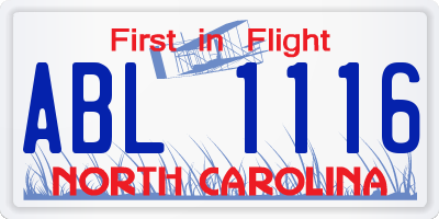 NC license plate ABL1116