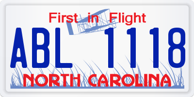 NC license plate ABL1118