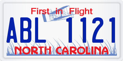 NC license plate ABL1121