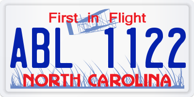 NC license plate ABL1122