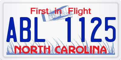 NC license plate ABL1125