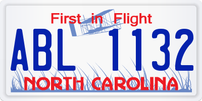 NC license plate ABL1132