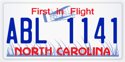 NC license plate ABL1141