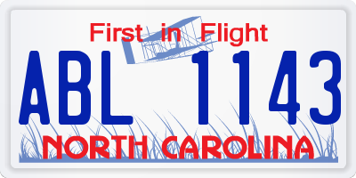 NC license plate ABL1143