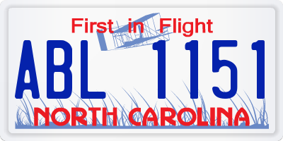 NC license plate ABL1151