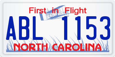 NC license plate ABL1153
