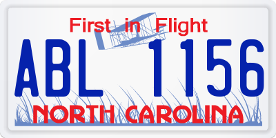 NC license plate ABL1156