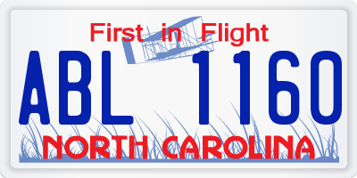 NC license plate ABL1160