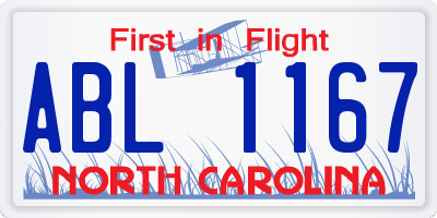 NC license plate ABL1167