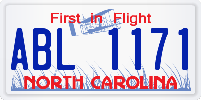 NC license plate ABL1171