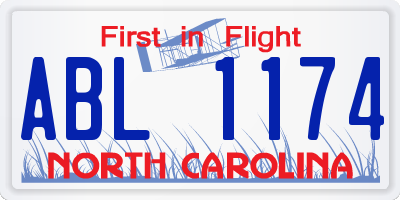 NC license plate ABL1174