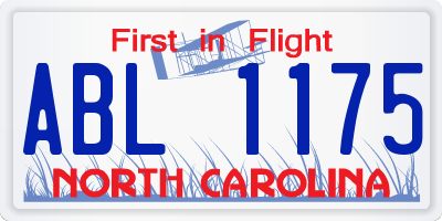 NC license plate ABL1175