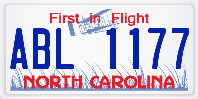 NC license plate ABL1177