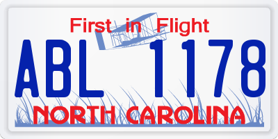 NC license plate ABL1178
