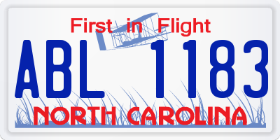 NC license plate ABL1183