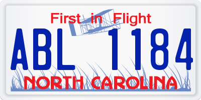 NC license plate ABL1184