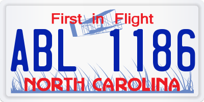 NC license plate ABL1186