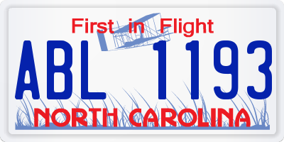 NC license plate ABL1193
