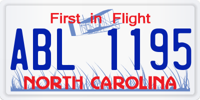 NC license plate ABL1195