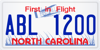 NC license plate ABL1200