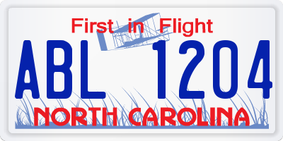 NC license plate ABL1204