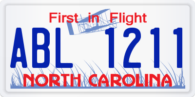 NC license plate ABL1211
