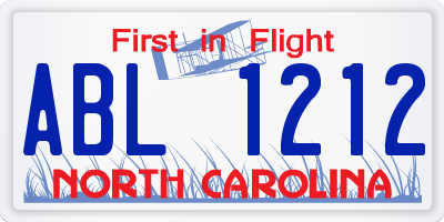 NC license plate ABL1212